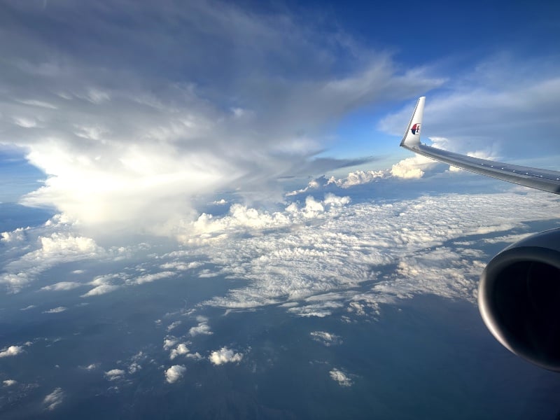 Malaysia Airlines wing with clouds