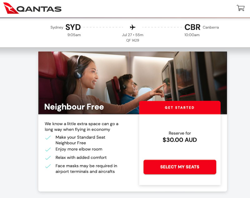 Example of a Qantas Neighbour Free offer.