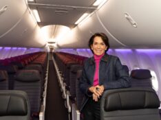 Virgin Australia CEO Jayne Hrdlicka in the Boeing 737-8.