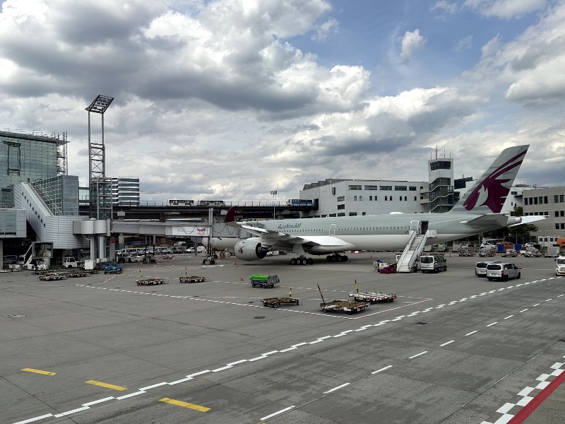 A Qatar Airways Airbus A350 at Frankfurt Airport.