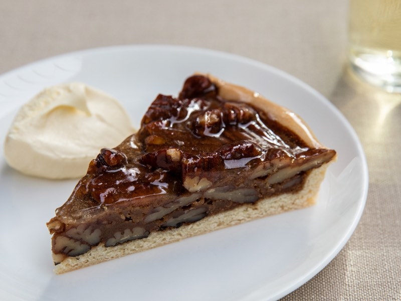 Pecan pie with crème fraiche - served in business class on QF3
