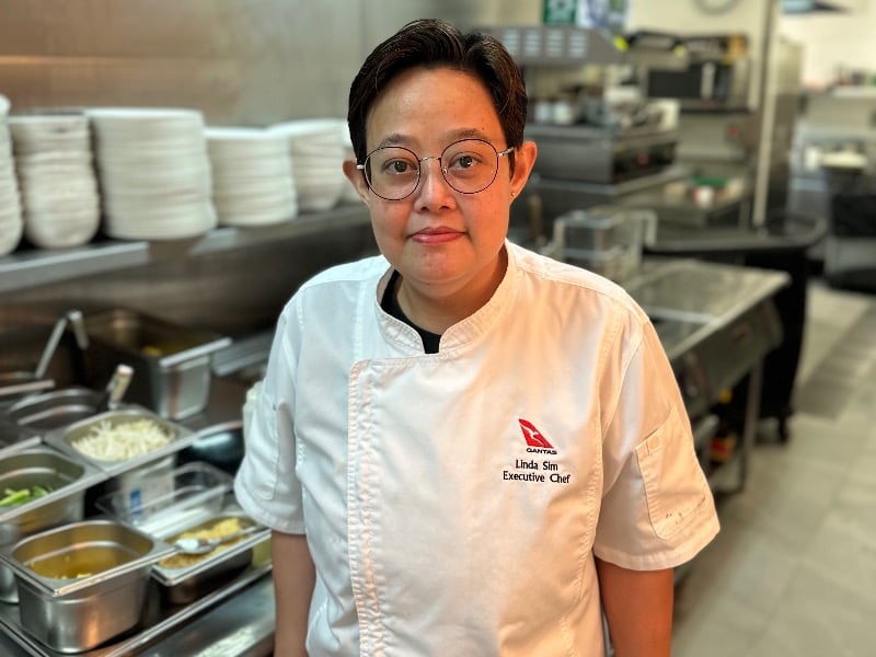 Executive chef Linda Sim in the Qantas Singapore lounge kitchen