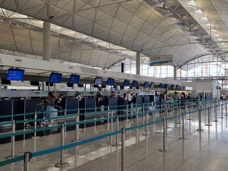 Cathay Pacific check-in counters at Hong Kong Airport