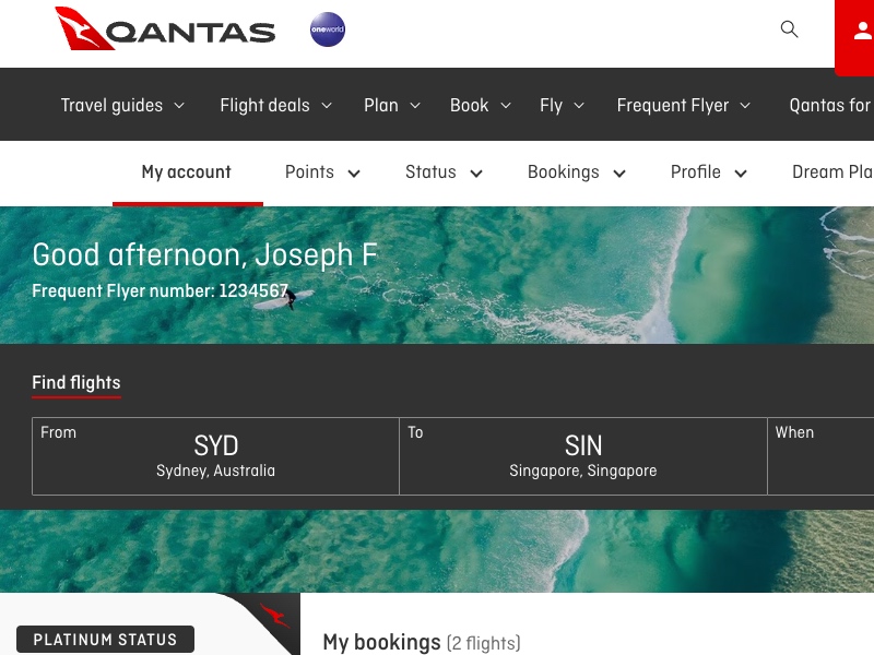 Qantas calls many of its frequent flyers by their middle initial