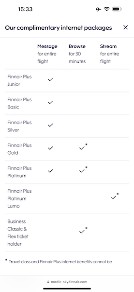 Nordic Sky login options for Finnair Plus members