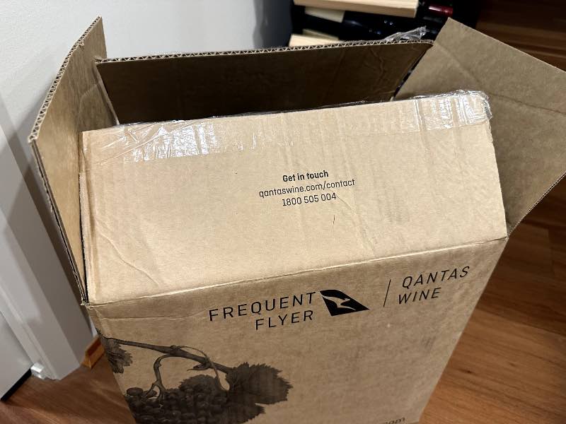 A Qantas Wine delivery box