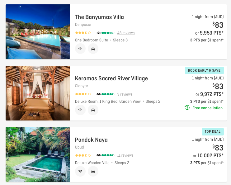 Qantas Hotels accommodation options in Bali