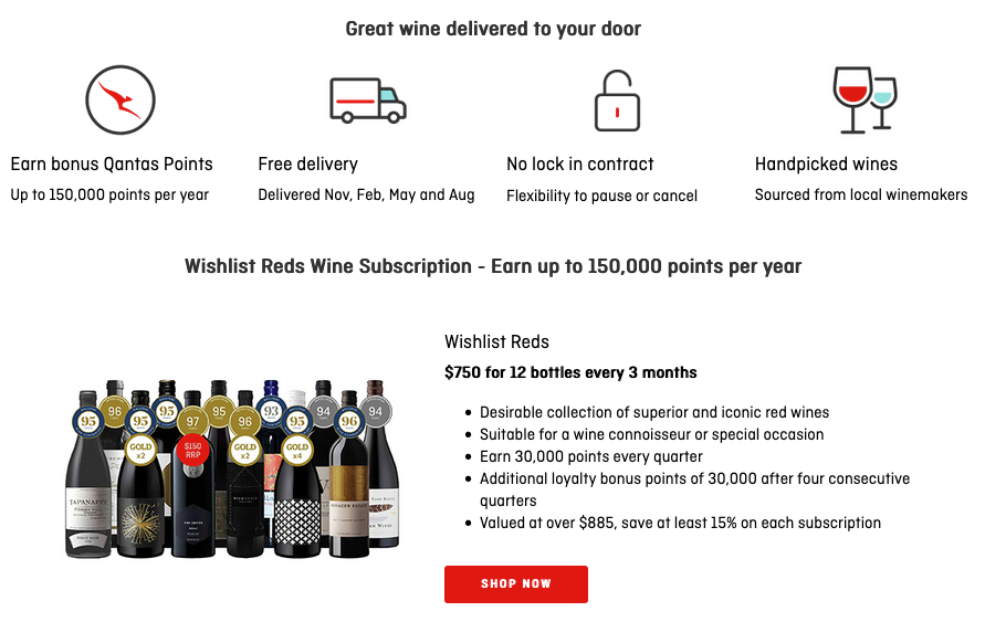 Qantas Wine Wishlist Red subscription