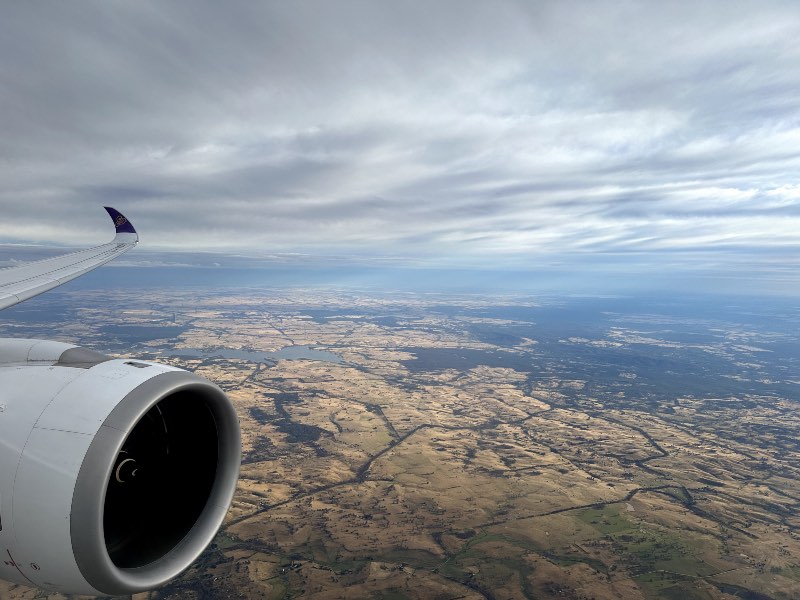 Approaching Melbourne Airport on a Thai Airways A350