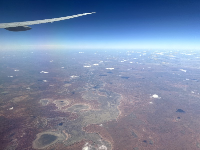 Flying over the Australian continent on EY451