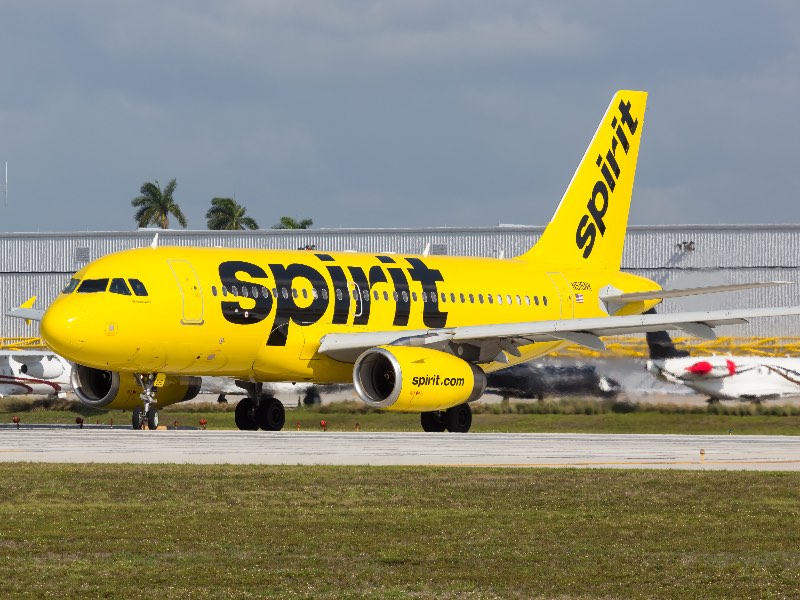 Fort Lauderdale, Florida – April 6, 2019: Spirit Airlines Airbus A319 airplane at Fort Lauderdale airport (FLL) in the United States.