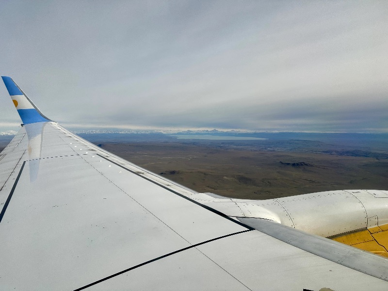 Approaching El Calafate Airport on a Flybondi plane