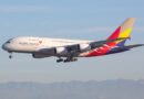 Asiana Airlines Airbus A380-800 at Los Angeles airport (LAX) in the USA.