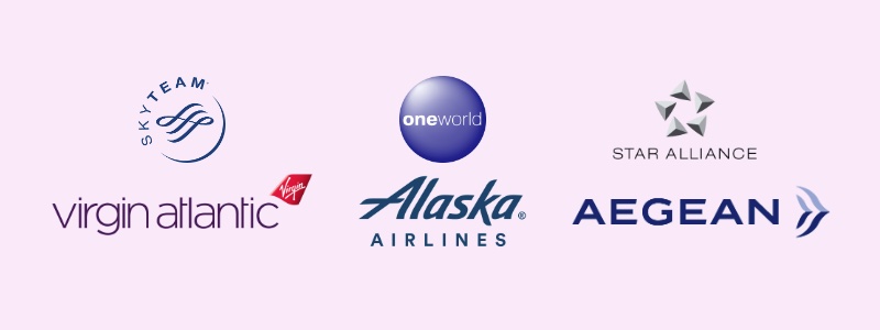 Virgin Atlantic, Alaska Airlines and Aegean logos