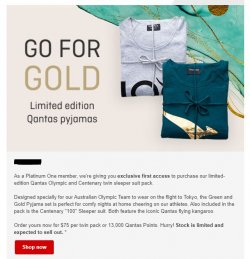 Go For Gold Limited Edition Qf Pyjamas Australian Frequent Flyer