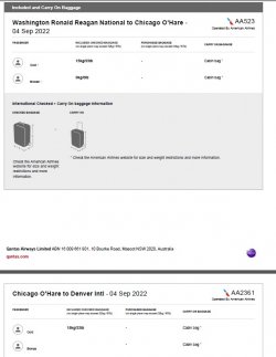 Baggage allowance on AA when booking is using Qantas FF Points