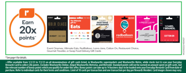 20x Everyday Rewards points on Apple gift cards @ Woolworths (16