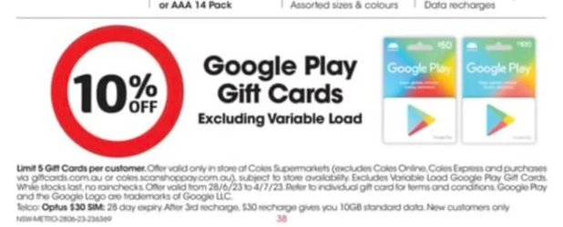 20x Flybuys points on Apple gift cards @ Coles 