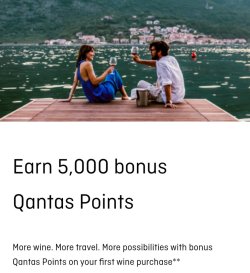 5000 bonus qantas points on first qantas wine purchase