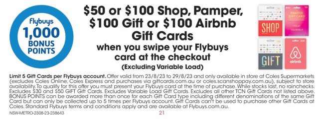 20x Flybuys Points with Apple Gift Card (Limit 50,000 Pts/Account, Excludes  $20 GC) @ Coles : r/OzBargainNew