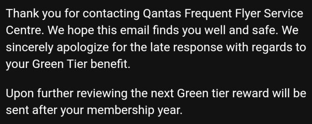 Rejected year two Green Tier rewards