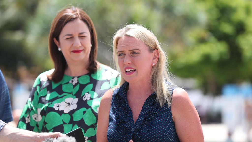 Premier Annastacia Palaszczuk and Tourism Minister Kate Jones at the Beach at South Bank.Pic Annette Dew
