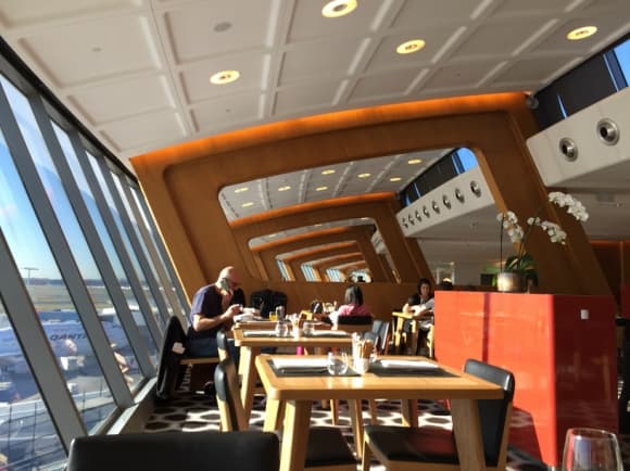 Qantas First Lounge dining area