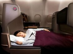 Qantas A330 business class sleeping