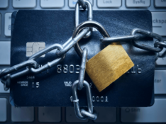 Credit card fraud locked out chain padlock