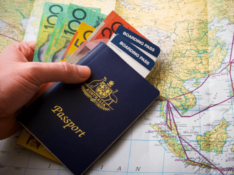 Passport map boarding passes money