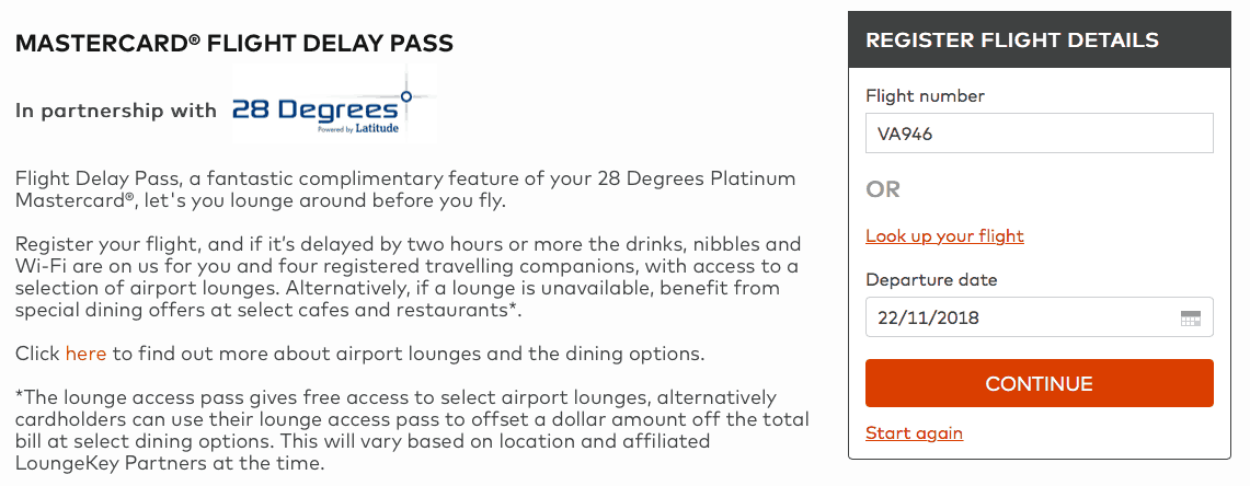 Register your flight details and receive free lounge access if you're delayed
