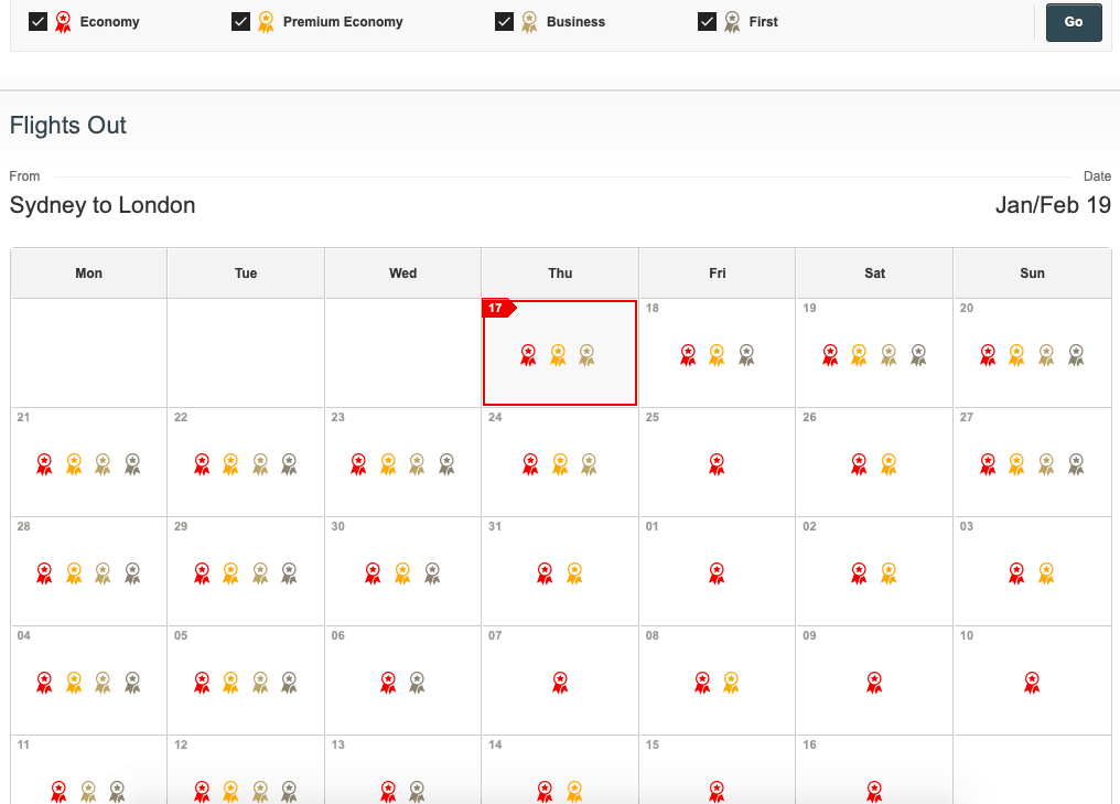 Qantas award availability to London is relatively good over the next month.