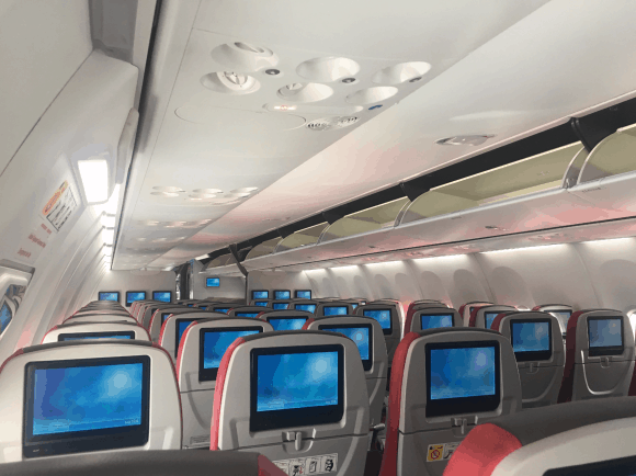 The inside of a Malindo Air Boeing 737