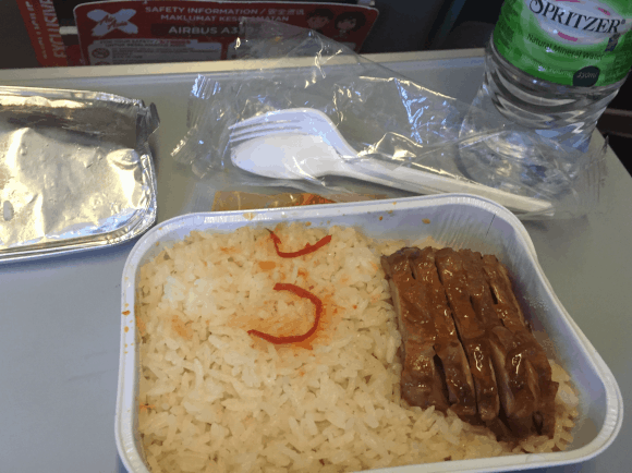 Chicken rice served on Air Asia