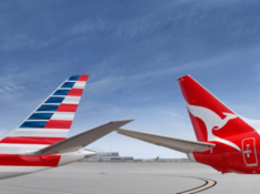 Qantas and American Airlines tails