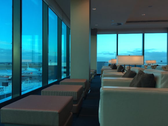 Window seats at the Melbourne Emirates Lounge