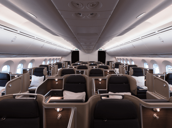 Qantas Boeing 787 Business Class cabin