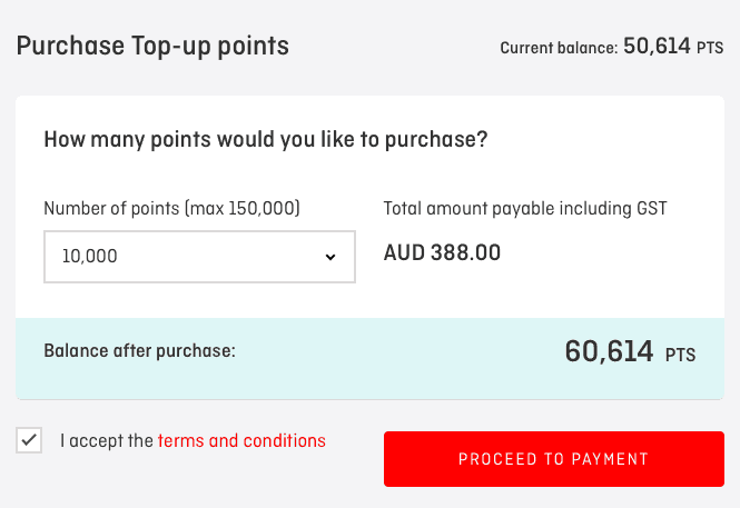 Buy 10,000 Qantas points