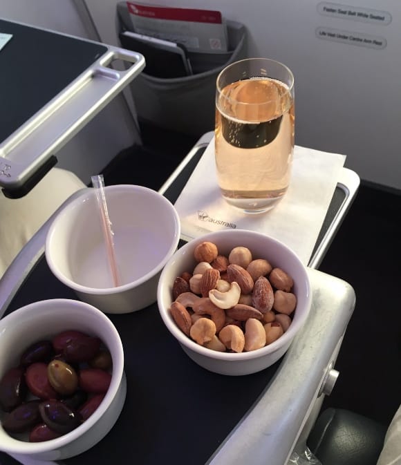 After-takeoff nibbles in Virgin Australia Business class
