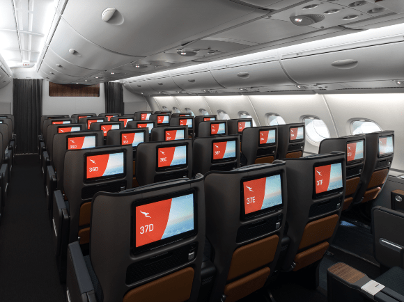 Refurbished Qantas A380 Premium Economy cabin