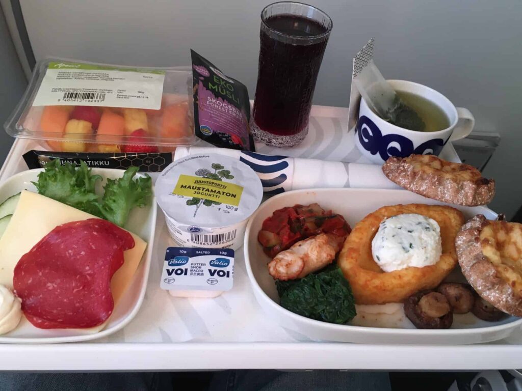 Hot breakfast on Finnair A321 Business Class
