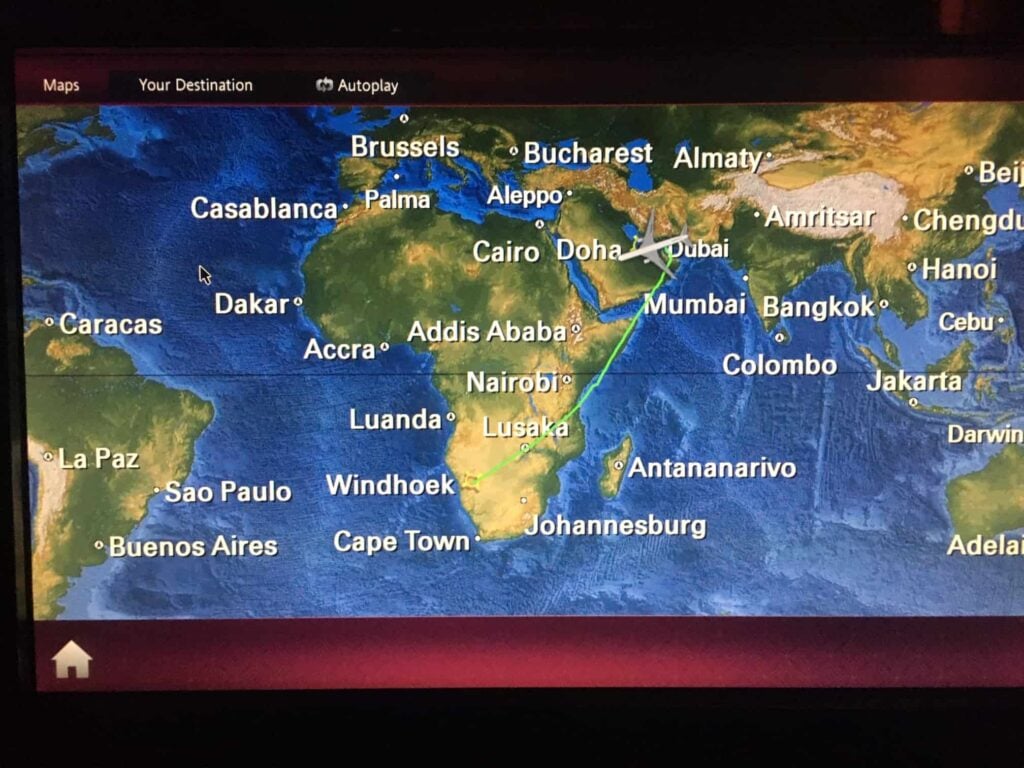 The flight map from QR1374