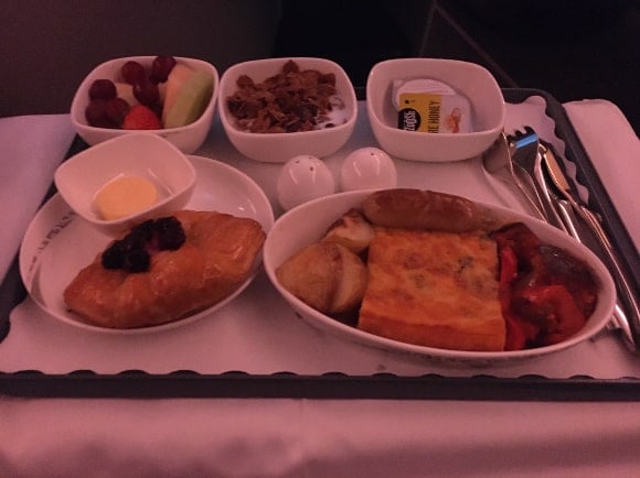 Western breakfast in Air China Business class