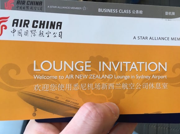 Air China lounge invitation to Air New Zealand lounge