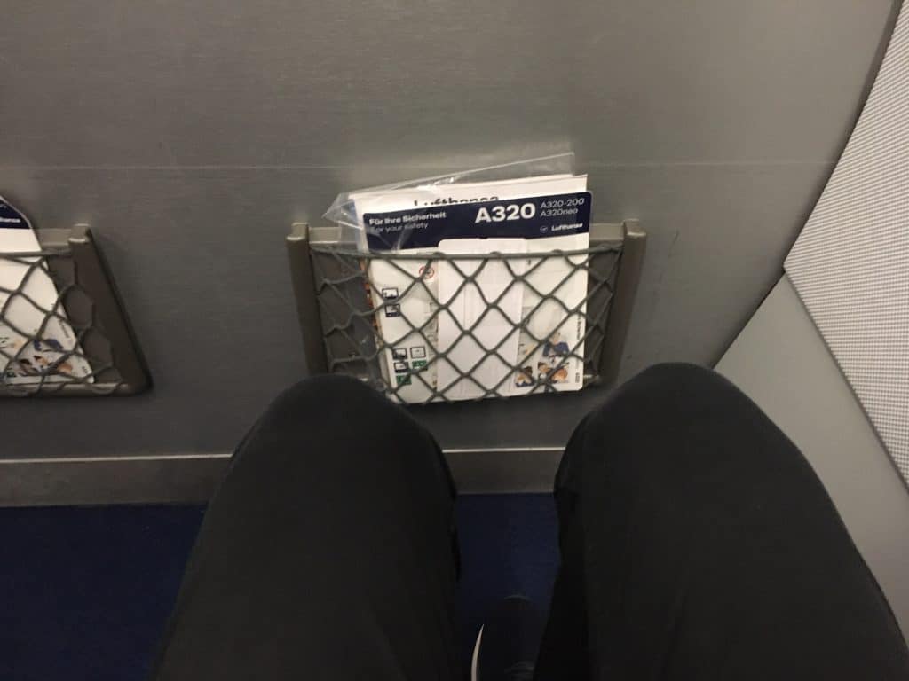 Lufthansa A320 Business class legroom in row one