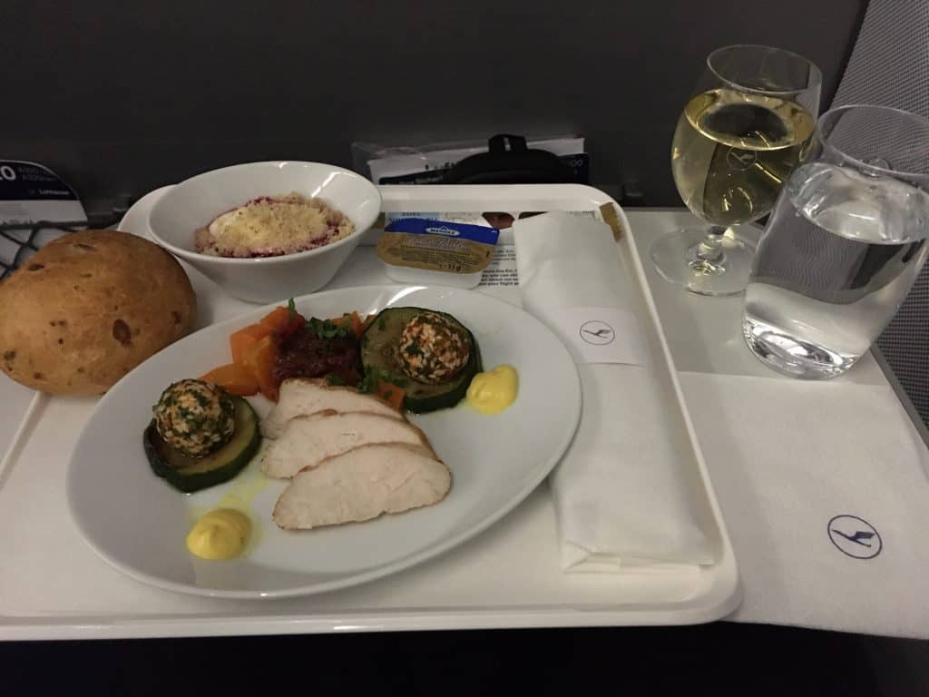 Lufthansa Business class dinner service
