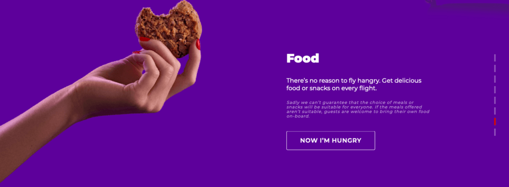 Virgin Australia advertises food for all passengers