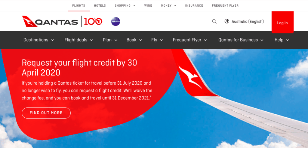 Qantas is pushing customers to request a flight credit by 30 April