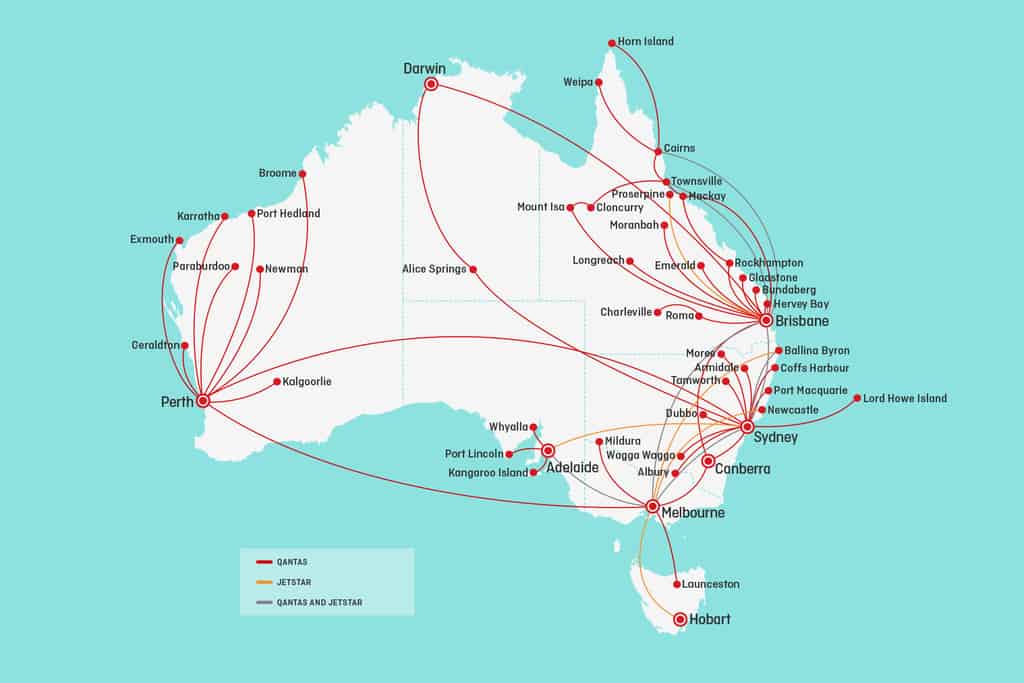 Qantas & Jetstar domestic network from July 2020