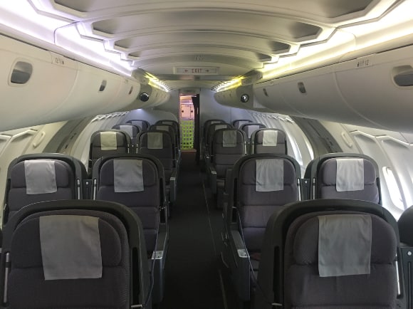 SkyBed "Mark I" seats on the upper deck of a retired Qantas Boeing 747-400